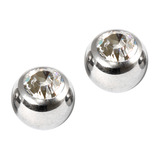 Titanium Threaded Jewelled Balls 1.6x6mm Mirror Polish metal, Crystal Clear Gem. Pack of 2 balls.
