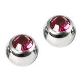 Titanium Threaded Jewelled Balls 1.6x6mm Mirror Polish metal, Fuchsia Gem. Pack of 2 balls.