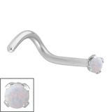 Steel Claw Set Synthetic Opal Nose Stud - SKU 28207