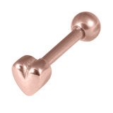 Rose Gold Steel Micro Barbell with Rose Gold Steel Heart 1.2mm 1.2mm, 8mm, Heart (3.6mm diameter)