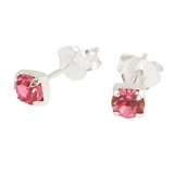 Silver Claw Set Crystal Studs 3mm and 4mm gem (ST8CS) 3mm, Pink (ST83-CS)
