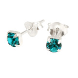 Silver Claw Set Crystal Studs 3mm and 4mm gem (ST8CS) 3mm, Turquoise (ST83-CS)