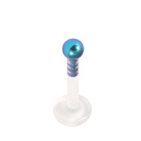 Bioflex Push-fit Labret with Titanium Ball 1.0mm 1.0mm, 6mm, 2.5mm, Turquoise