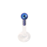 Bioflex Push-fit Labret with Titanium Ball 1.0mm 1.0mm, 7mm, 2.5mm, Blue