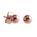 Steel Stud Earrings with Ball Rose Gold Steel, 3mm Shiny Balls, 1 Pair.