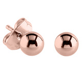 Steel Stud Earrings with Ball Rose Gold Steel, 4mm Shiny Balls, 1 Pair.