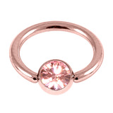 Rose Gold Steel Jewelled Ball Closure Ring (BCR) 1.2mm - SKU 28616