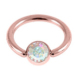 Rose Gold Steel Jewelled Ball Closure Ring (BCR) 1.2mm - SKU 28617
