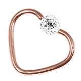 Rose Gold Steel Glitzy Continuous Heart Twist Ring 1.0mm, 10mm, 4mm, Crystal Clear