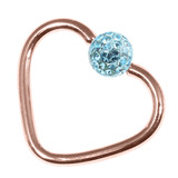 Rose Gold Steel Glitzy Continuous Heart Twist Ring 1.0mm, 10mm, 4mm, Light Blue