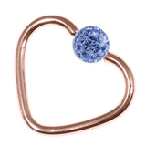 Rose Gold Steel Glitzy Continuous Heart Twist Ring 1.0mm, 10mm, 4mm, Sapphire Blue