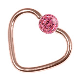 Rose Gold Steel Glitzy Continuous Heart Twist Ring 1.2mm, 10mm, 4mm, Pink