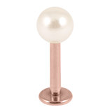 Rose Gold Steel Labret with Acrylic Pearl Ball 1.2mm 1.2mm, 8mm, 4mm White