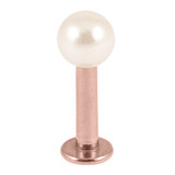 Rose Gold Steel Labret with Acrylic Pearl Ball (Rose Gold colour PVD) 1.6mm, 8mm, 4mm ball