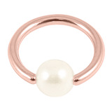 Rose Gold Steel BCR with Acrylic Pearl Ball (Rose Gold colour PVD) 1.2mm, 10mm, 4mm