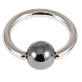 Titanium BCR with Hematite Bead 1.0mm gauge 1.0mm, 10mm, 5mm, Mirror Polish