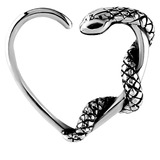 Steel Snake Continuous Heart Twist Rings - SKU 28727