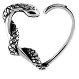 Steel Snake Continuous Heart Twist Rings - SKU 28728
