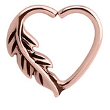 Rose Gold Steel Feather Continuous Heart Twist Ring - SKU 28730