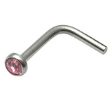 Steel L Shaped Jewelled Nose Stud - SKU 28749