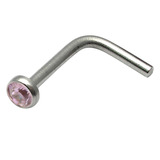 Steel L Shaped Jewelled Nose Stud - SKU 28750