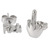 Steel Ear Stud Earrings with the Finger and Fuck Word - SKU 28848