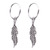 Sterling Silver Hoops - Earrings with Drop Feather H142 - SKU 28871