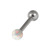 Steel Micro Barbell with Synthetic Opal Ball Single Ended 1.2mm 1.2mm, 12mm, 3mm, White Opal - alternative image