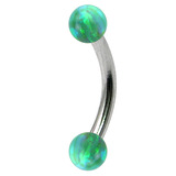 Steel Micro Curved Barbell with Synthetic Opal Balls 1.2mm 1.2mm, 10mm, 3mm, Green Opal