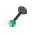 Black Steel Labret with Synthetic Opal Ball 1.2mm 1.2mm, 8mm 3mm, Green Opal - alternative image