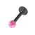 Black Steel Labret with Synthetic Opal Ball 1.2mm 1.2mm, 8mm 3mm, Pink Opal - alternative image