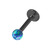 Black Steel Labret with Synthetic Opal Ball 1.2mm 1.2mm, 10mm 3mm, Blue Opal - alternative image
