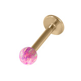 Zircon Steel Labret with Synthetic Opal Ball 1.2mm 1.2mm, 6mm 3mm, Pink Opal