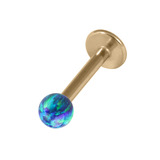 Zircon Steel Labret with Synthetic Opal Ball 1.2mm 1.2mm, 8mm 3mm, Blue Opal