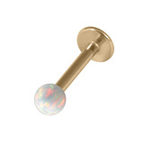 Zircon Steel Labret with Synthetic Opal Ball 1.2mm 1.2mm, 10mm 3mm, White Opal