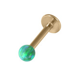 Zircon Steel Labret with Synthetic Opal Ball 1.2mm 1.2mm, 10mm 3mm, Green Opal