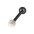 Black Steel Micro Barbell with Synthetic Opal Ball Single Ended 1.2mm gauge 1.2mm, 6mm, 3mm, White Opal - alternative image