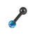 Black Steel Micro Barbell with Synthetic Opal Ball Single Ended 1.2mm gauge 1.2mm, 10mm, 3mm, Blue Opal - alternative image