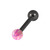 Black Steel Micro Barbell with Synthetic Opal Ball Single Ended 1.2mm gauge 1.2mm, 12mm, 3mm, Pink Opal - alternative image