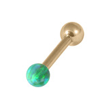 Zircon Steel Micro Barbell with Synthetic Opal Ball Single Ended 1.2mm gauge 1.2mm, 6mm, 3mm, Green Opal