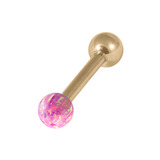Zircon Steel Micro Barbell with Synthetic Opal Ball Single Ended 1.2mm gauge 1.2mm, 6mm, 3mm, Pink Opal