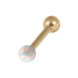 Zircon Steel Micro Barbell with Synthetic Opal Ball Single Ended 1.2mm gauge 1.2mm, 8mm, 3mm, White Opal