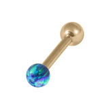 Zircon Steel Micro Barbell with Synthetic Opal Ball Single Ended 1.2mm gauge 1.2mm, 12mm, 3mm, Blue Opal