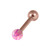 Rose Gold Steel Micro Barbell with Synthetic Opal Ball Single Ended 1.2mm gauge 1.2mm, 10mm, 3mm, Pink Opal - alternative image