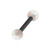Black Steel Micro Barbell with Synthetic Opal Ball Double Ended 1.2mm 1.2mm, 6mm, 3mm, White Opal - alternative image
