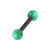 Black Steel Micro Barbell with Synthetic Opal Ball Double Ended 1.2mm 1.2mm, 6mm, 3mm, Green Opal - alternative image