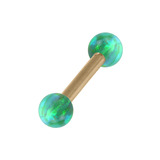 Zircon Steel Micro Barbell with Synthetic Opal Ball Double Ended 1.2mm 1.2mm, 8mm, 3mm, Green Opal