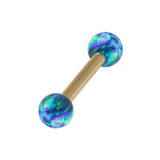 Zircon Steel Micro Barbell with Synthetic Opal Ball Double Ended 1.2mm 1.2mm, 8mm, 3mm, Blue Opal
