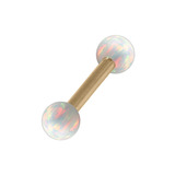 Zircon Steel Micro Barbell with Synthetic Opal Ball Double Ended 1.2mm 1.2mm, 10mm, 3mm, White Opal