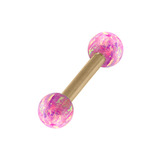 Zircon Steel Micro Barbell with Synthetic Opal Ball Double Ended 1.2mm 1.2mm, 10mm, 3mm, Pink Opal
